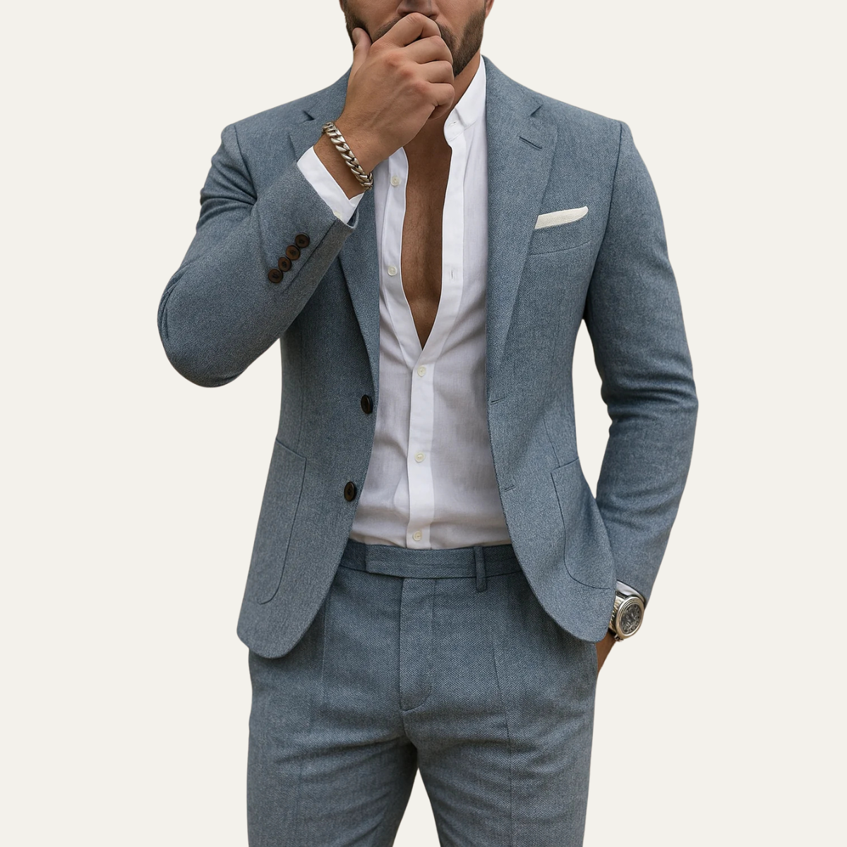 The Sheffield Men’s Slim Fit Set – Two Piece Business Wedding Suit