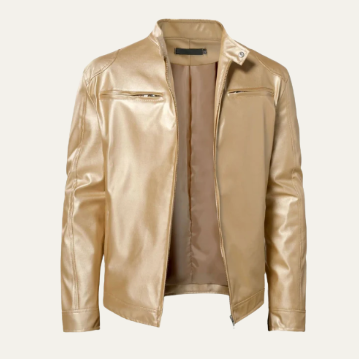 Men's Leather Jacket Burgundy Zip Up