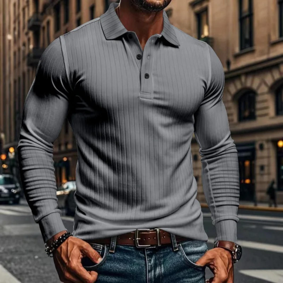 The Sorrento Men’s Ribbed Knitted Polo Shirt