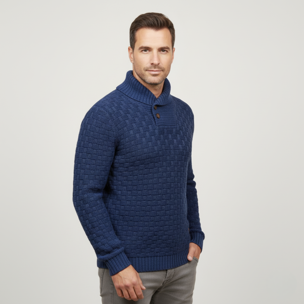 The Brighton Men’s Chunky Knit Sweater with Buttons