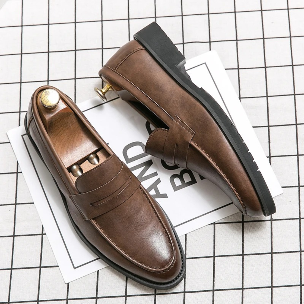 The Crestfield Men’s Soft Faux Leather Slip On Business Loafers