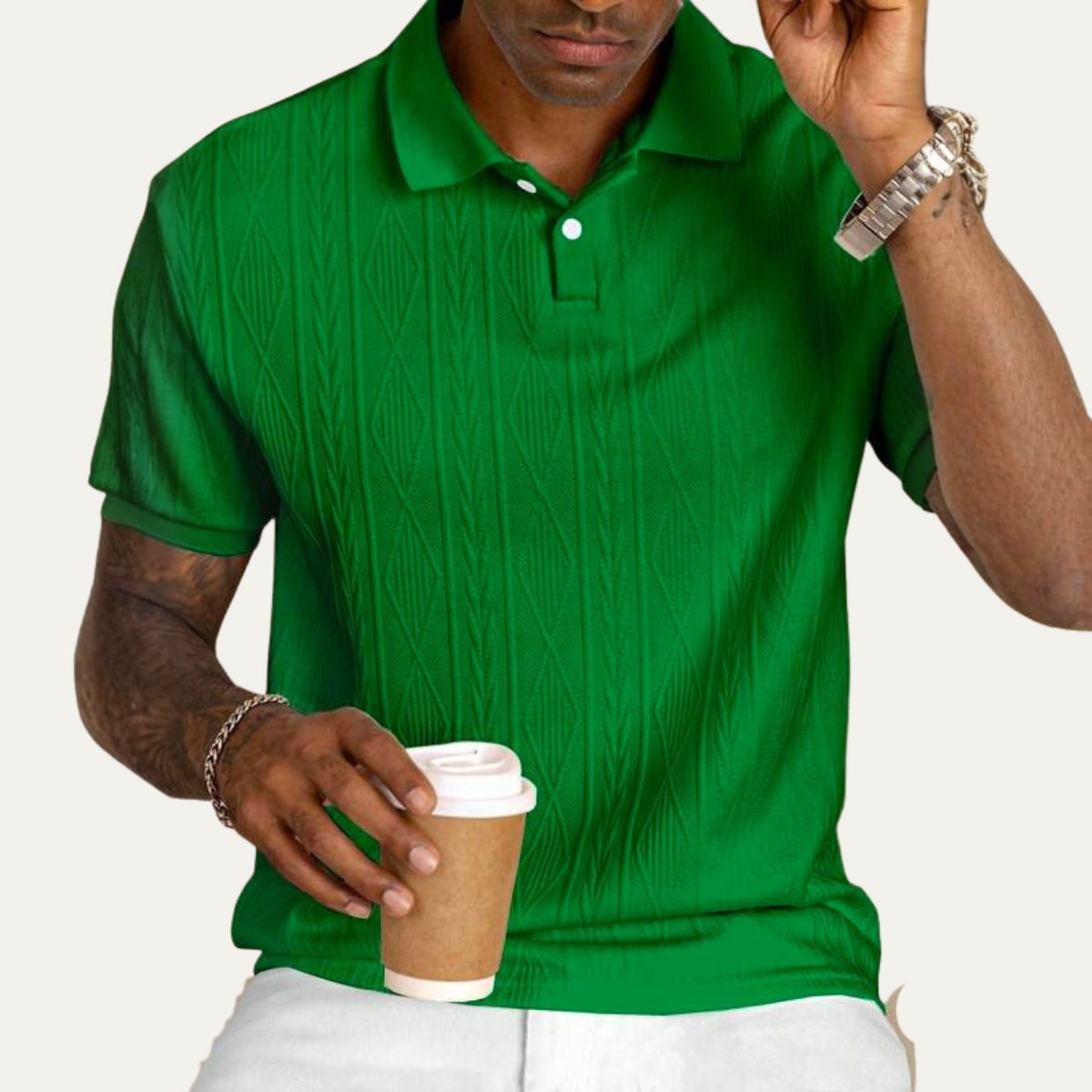 The Willowstone Ridge Men’s Textured Button Up Trendy Polo Shirt
