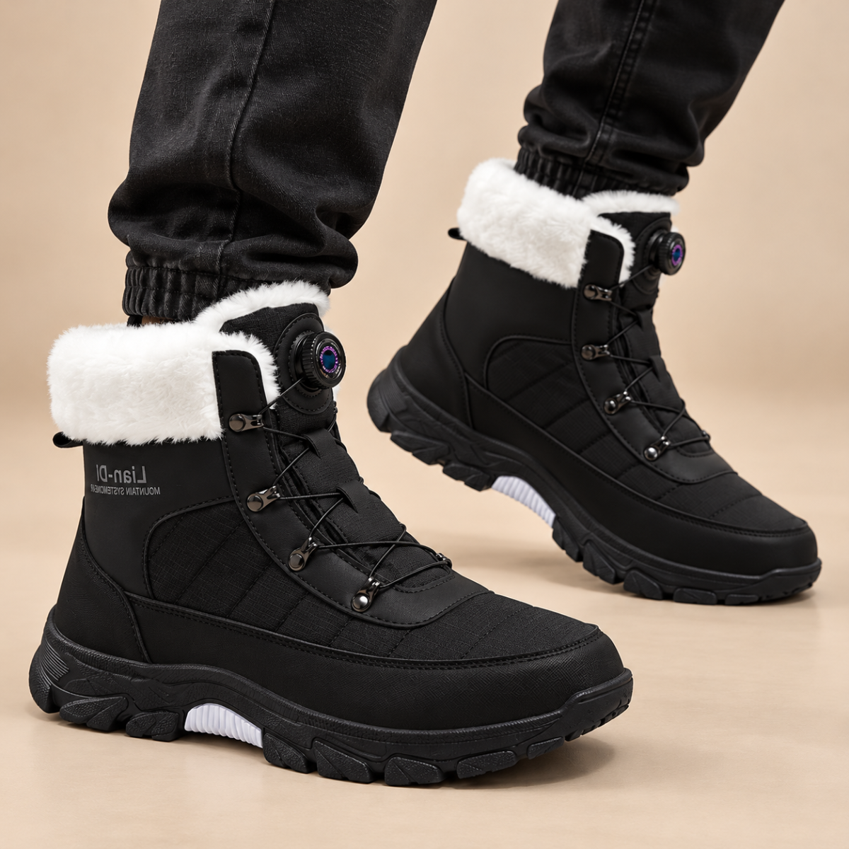 The Tarquinia Men’s Winter Warm Fur Lined High Top Anti Slip Snow Boots