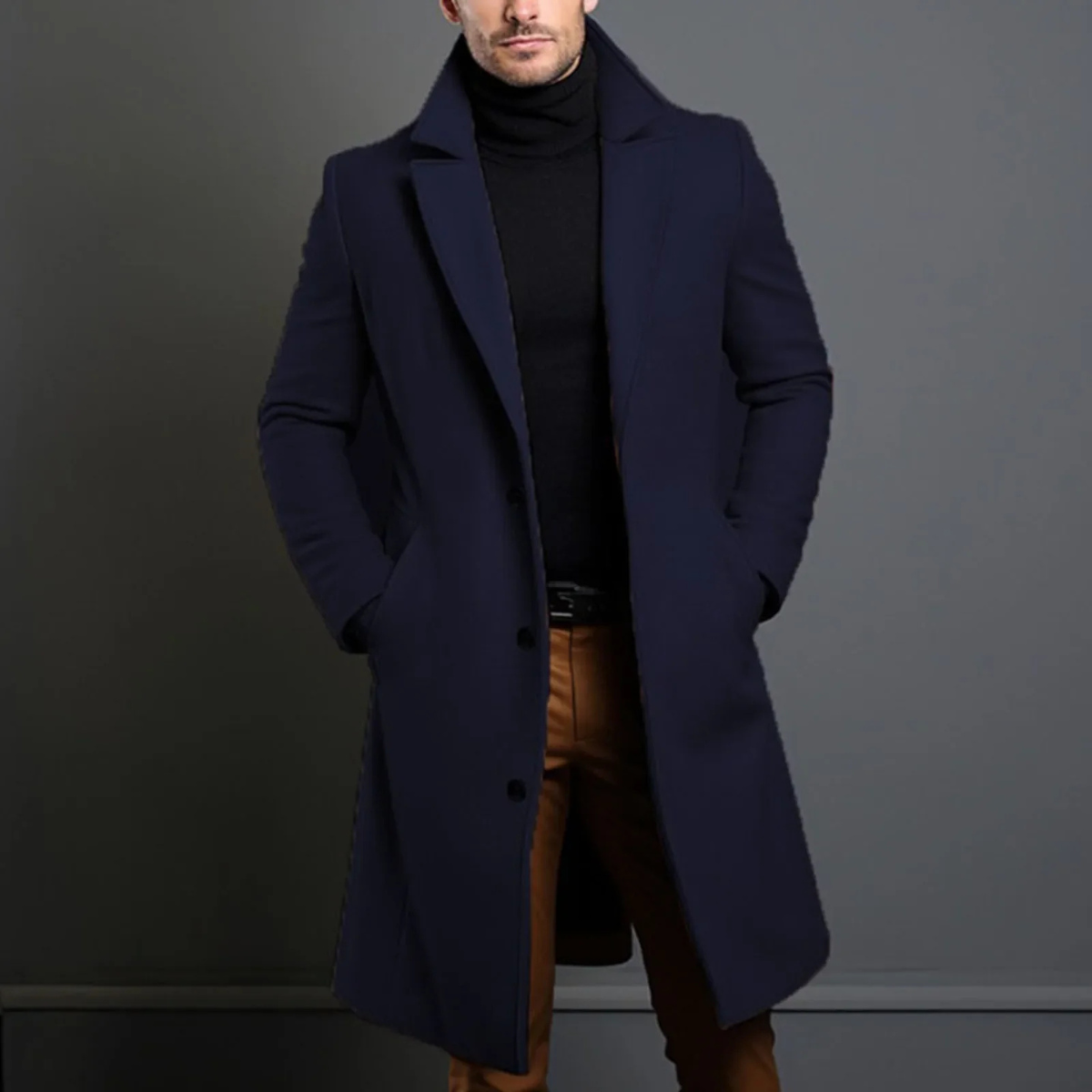 The Wilshire Men's Long Double Breasted Wool Blend Smart Overcoat