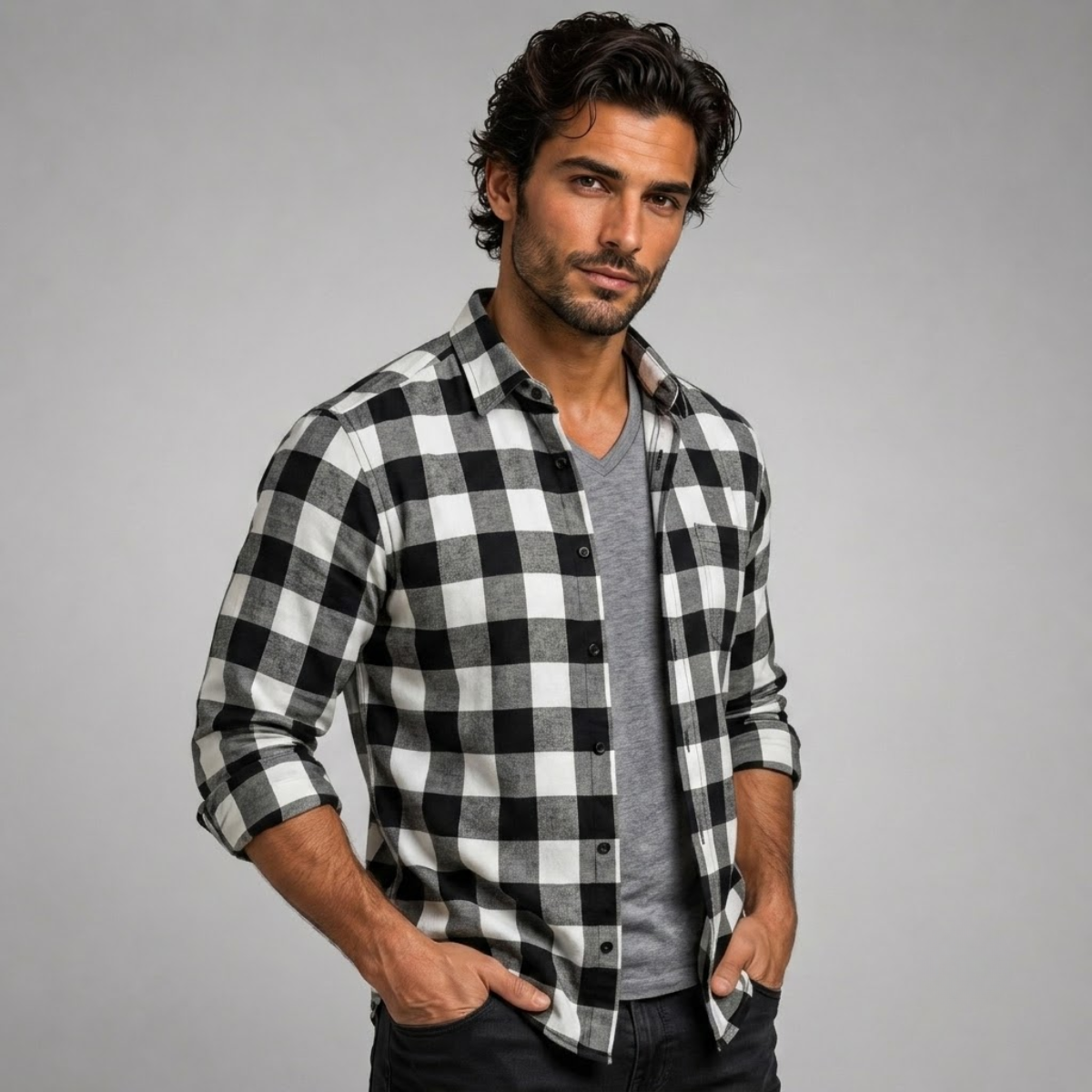 The Como Lago Men’s Casual Plaid Button Up Shirt