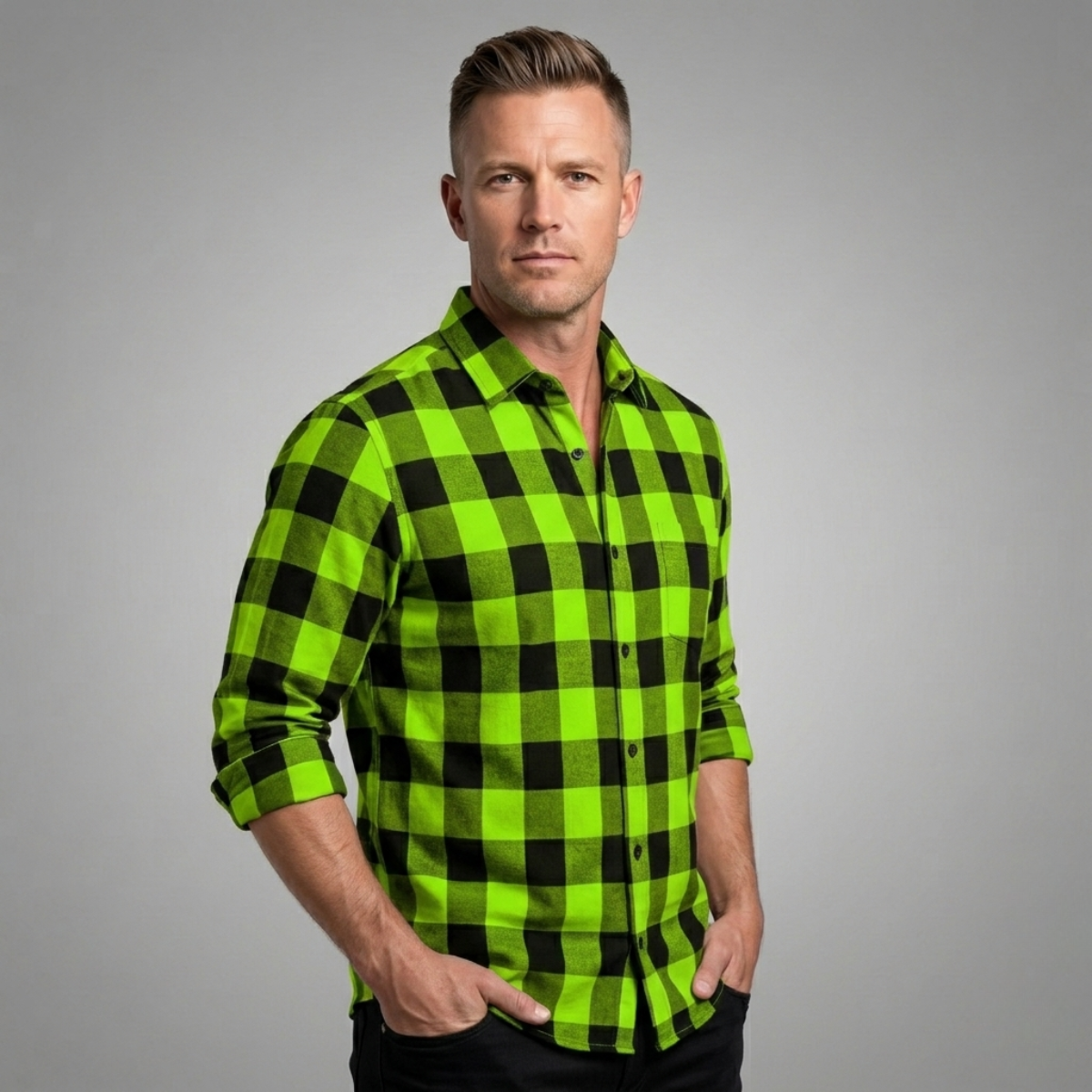 The Desenzano Men’s Trendy Plaid Button Up Shirt