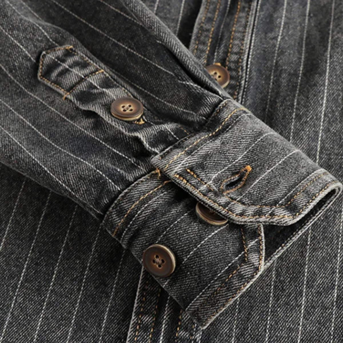 The Riverhill Men’s Retro Striped Denim Shirt Jacket
