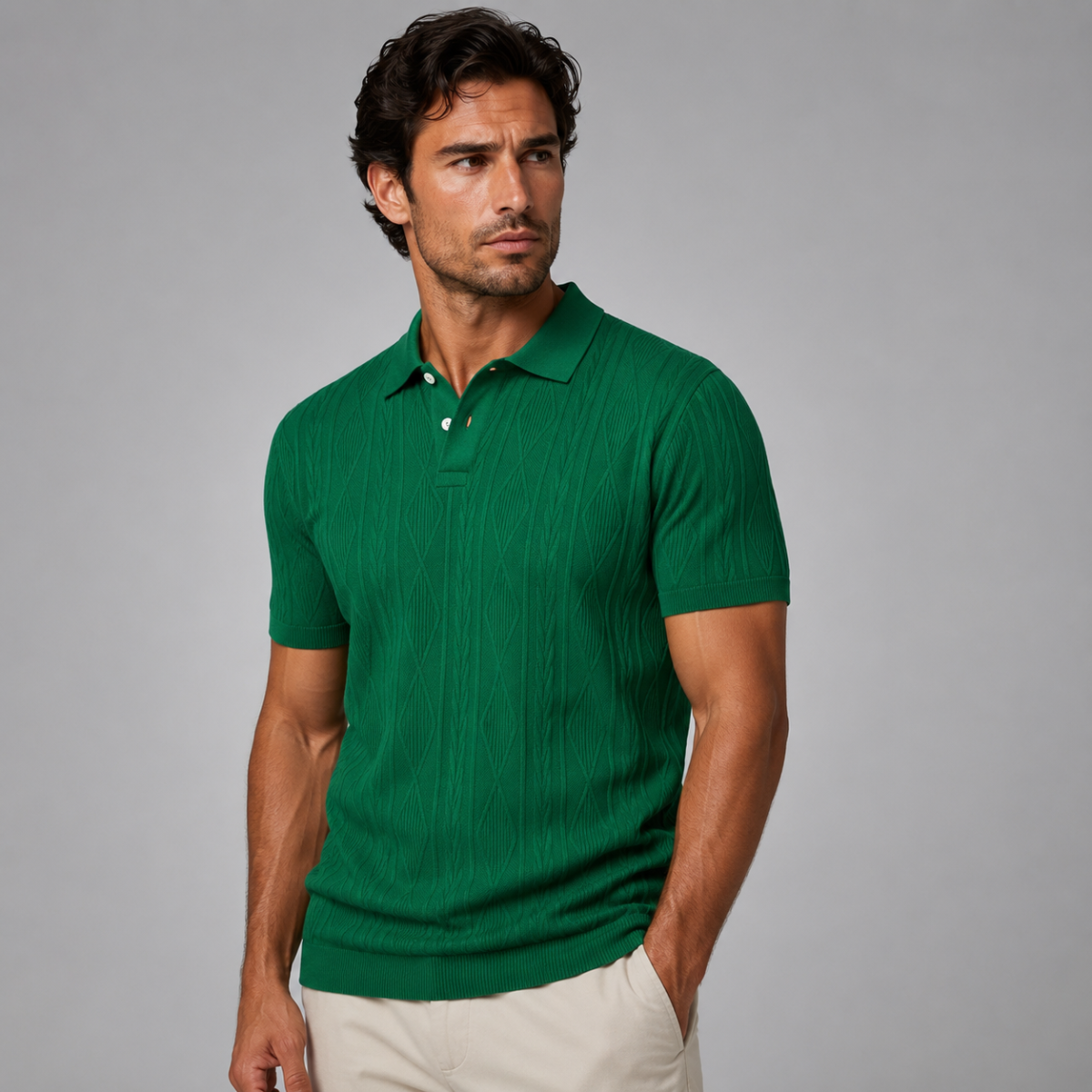 The Willowstone Ridge Men’s Textured Button Up Trendy Polo Shirt