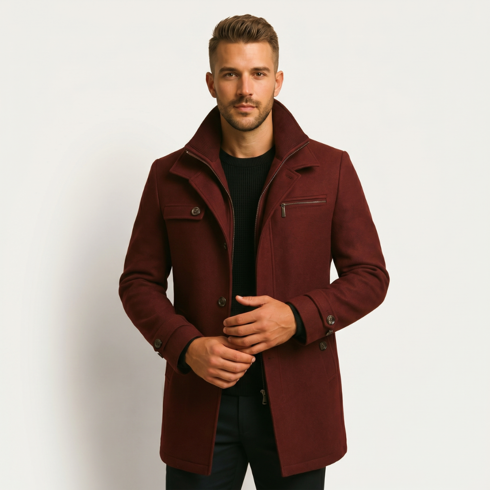 Men's Wool Blend Overcoat Black