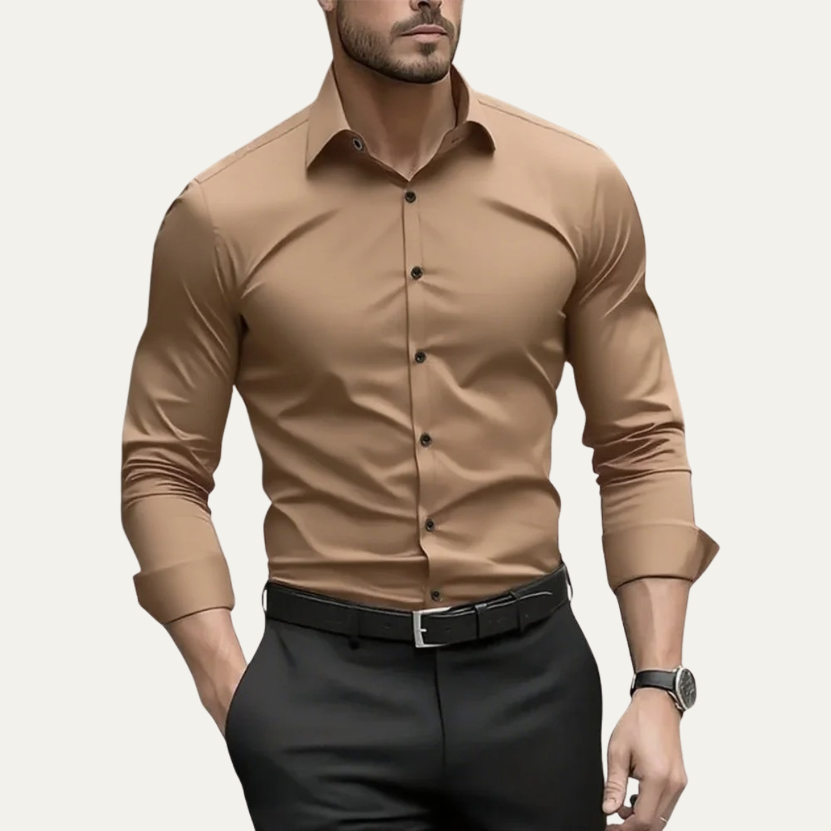 The Pantelleria Men's Elegant Solid Color Business Shirt