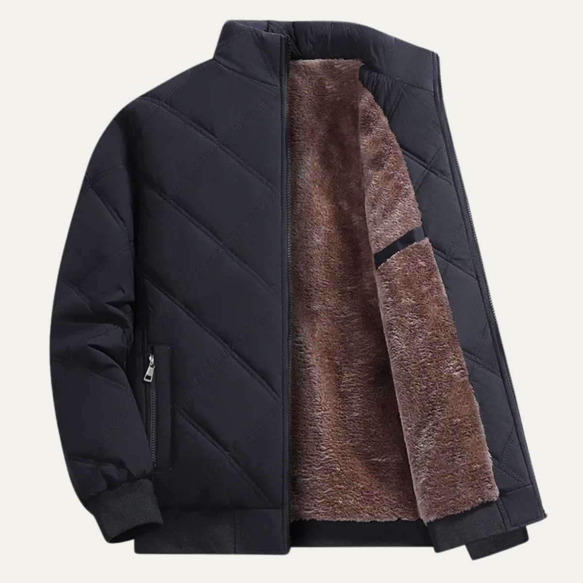 The Bormio Men’s Warm Cotton Diamond Pattern Stand Collar Coat