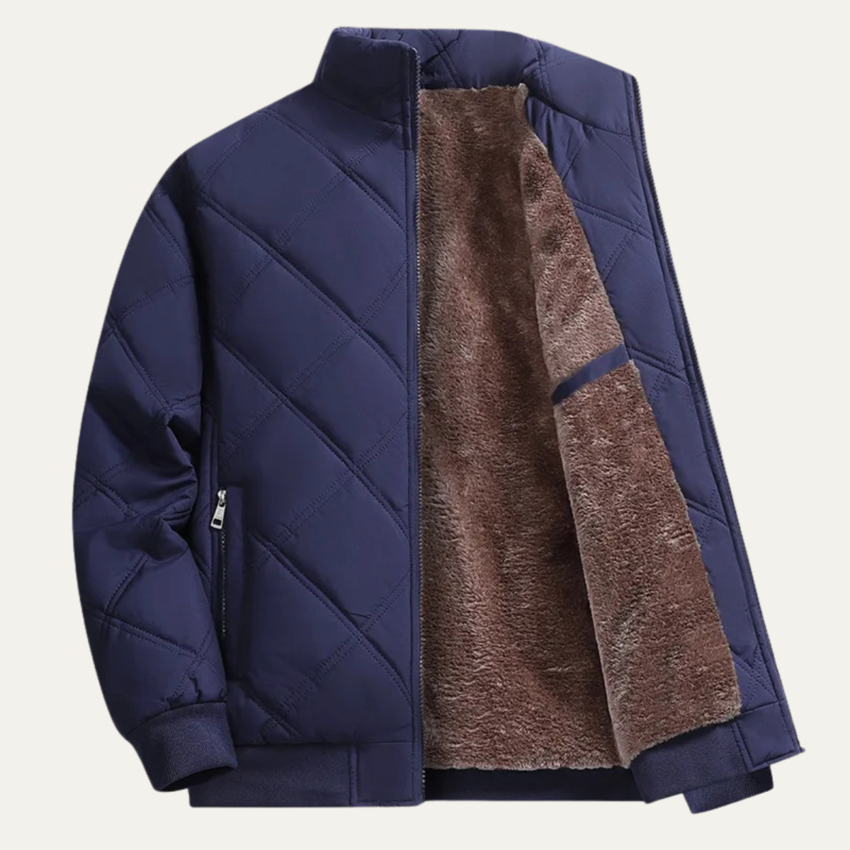 The Bormio Men’s Warm Cotton Diamond Pattern Stand Collar Coat