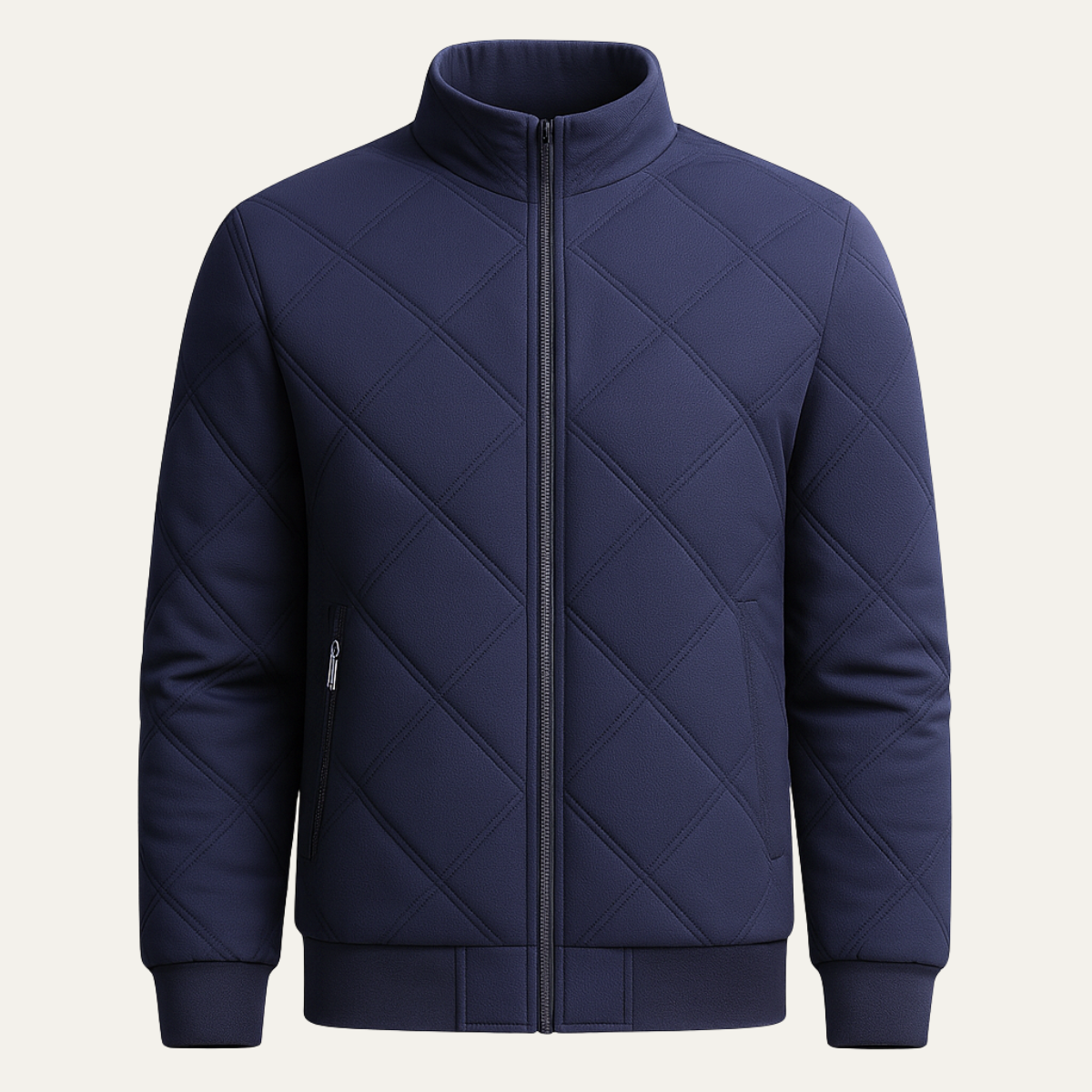 The Bormio Men’s Warm Cotton Diamond Pattern Stand Collar Coat