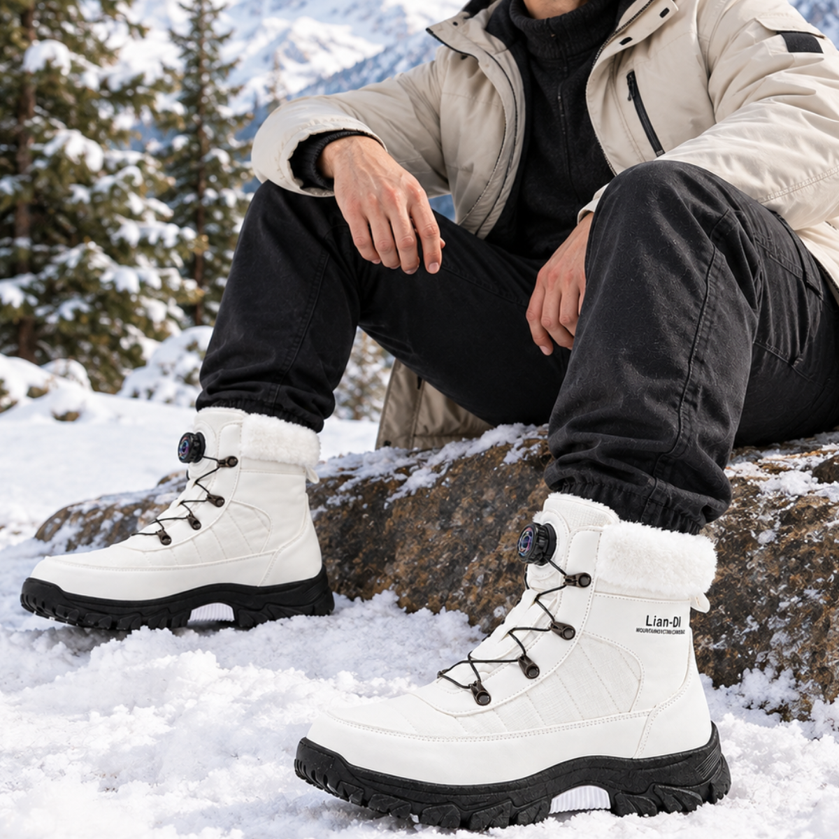 The Tarquinia Men’s Winter Warm Fur Lined High Top Anti Slip Snow Boots