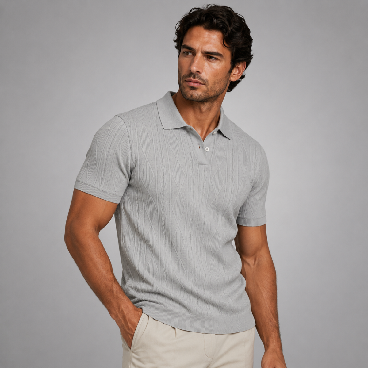 The Willowstone Ridge Men’s Textured Button Up Trendy Polo Shirt