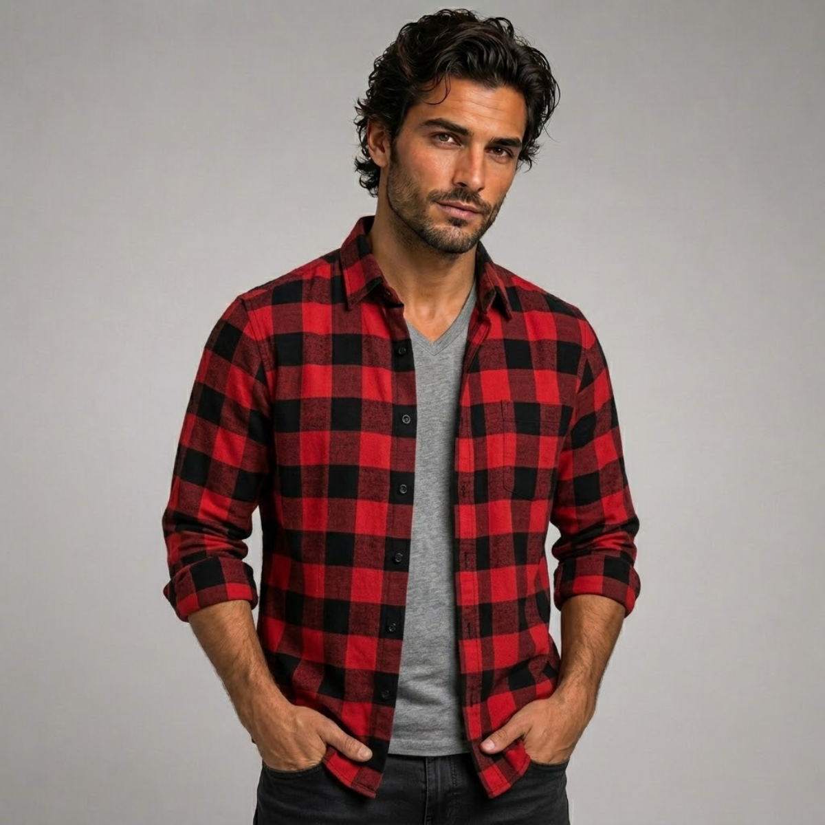 The Como Lago Men’s Casual Plaid Button Up Shirt