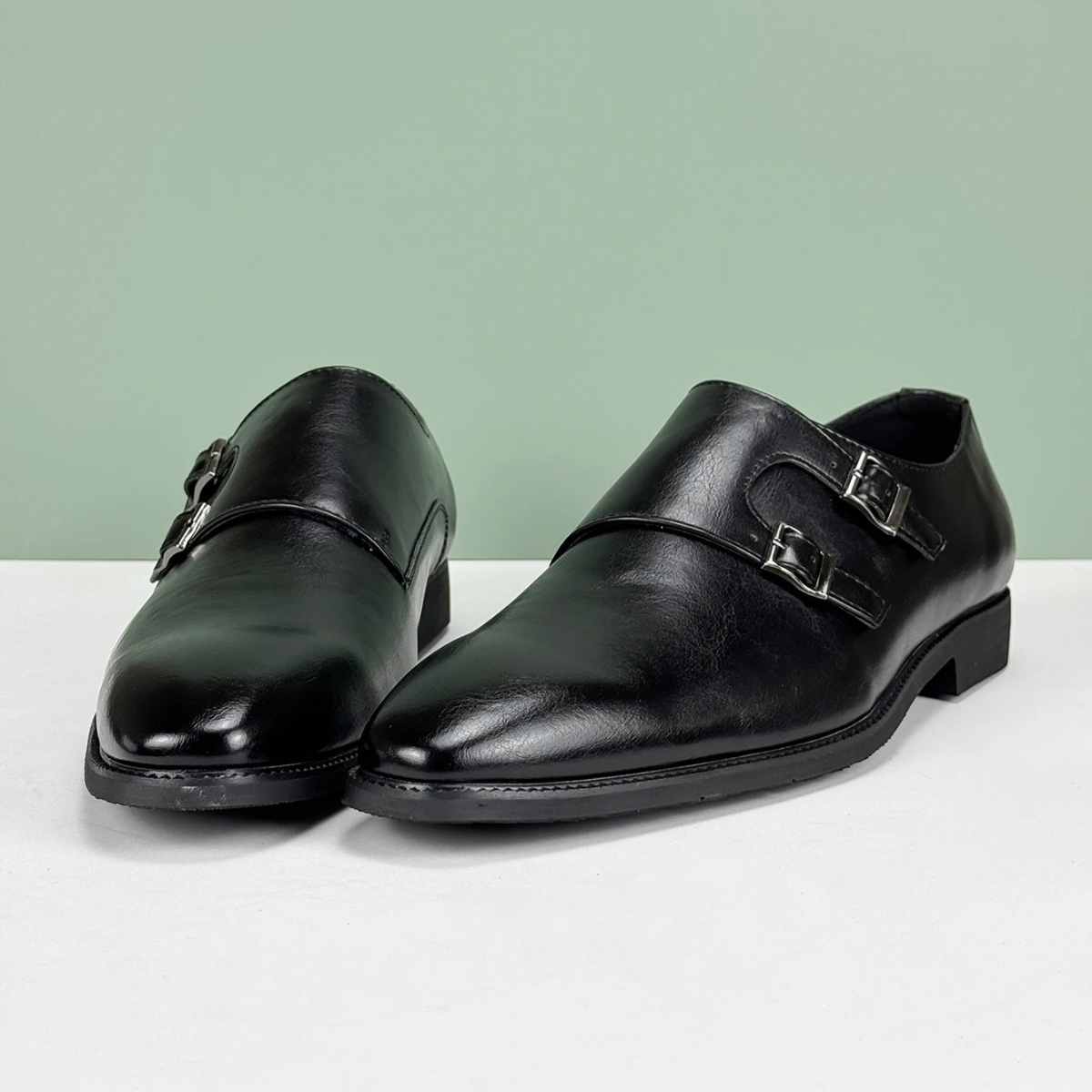 The Chianciano Men’s Leather Double Buckle Strap Dress Shoes