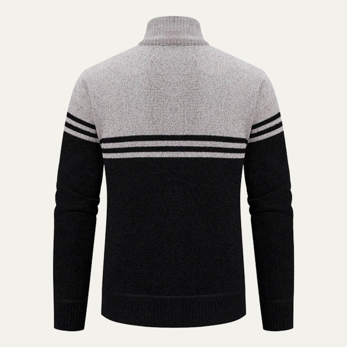 The Genova Men's Striped Thick Fleece Lined Knit Sweater Jacket