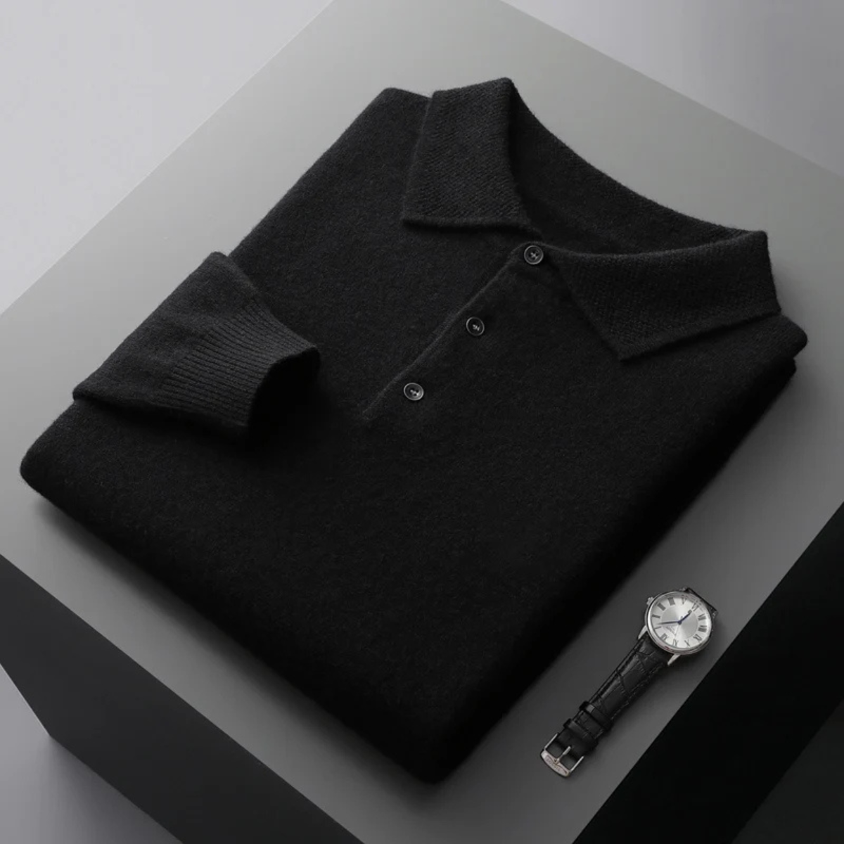 The Naples Men’s Wool Blend Knit Polo Sweater