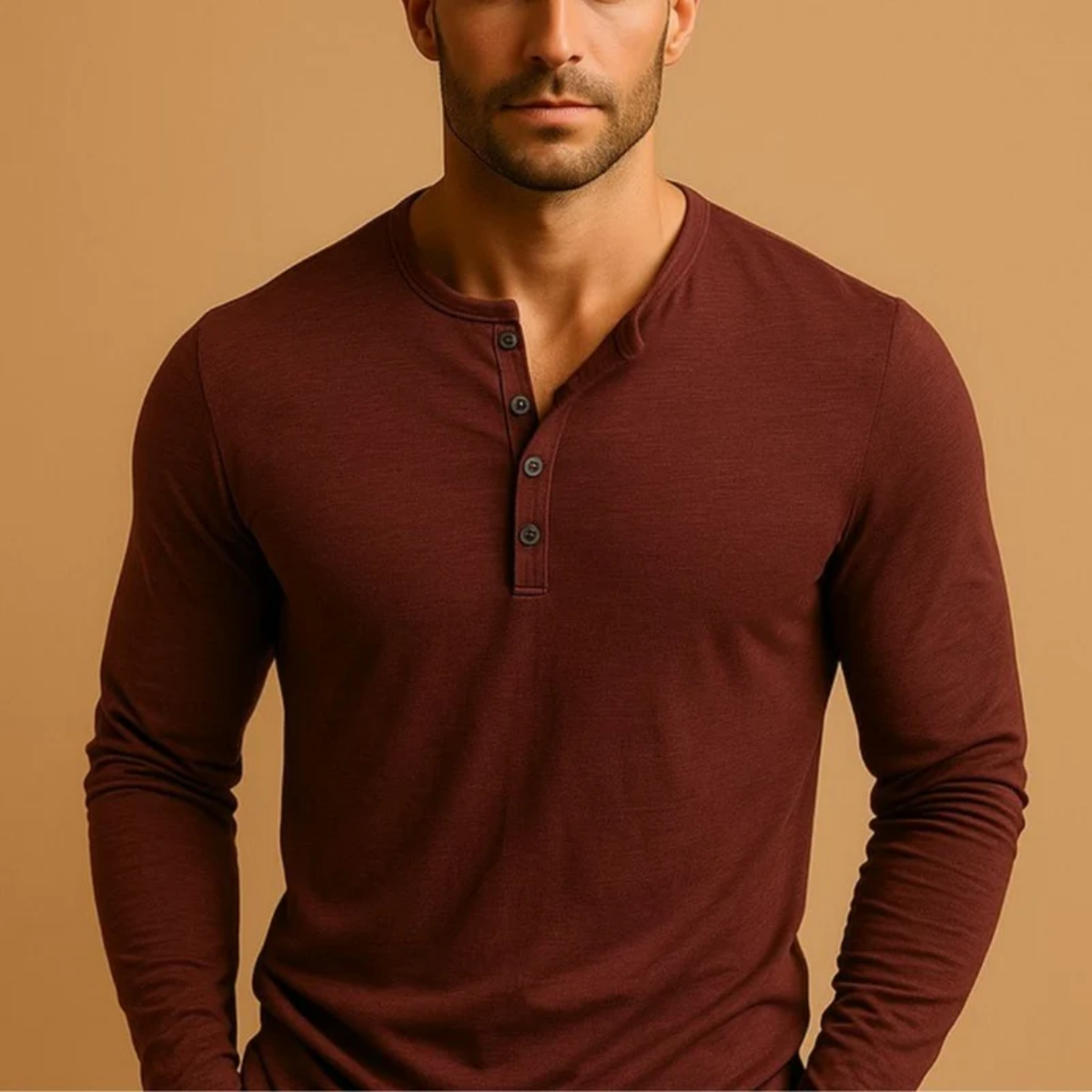 The Brisbane Men's Slim Fit Button Neck Cotton Shirt