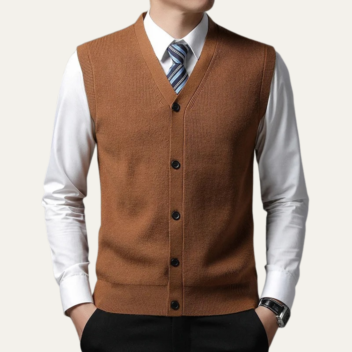The Castellammare Men’s Smart Button Knit Waistcoat
