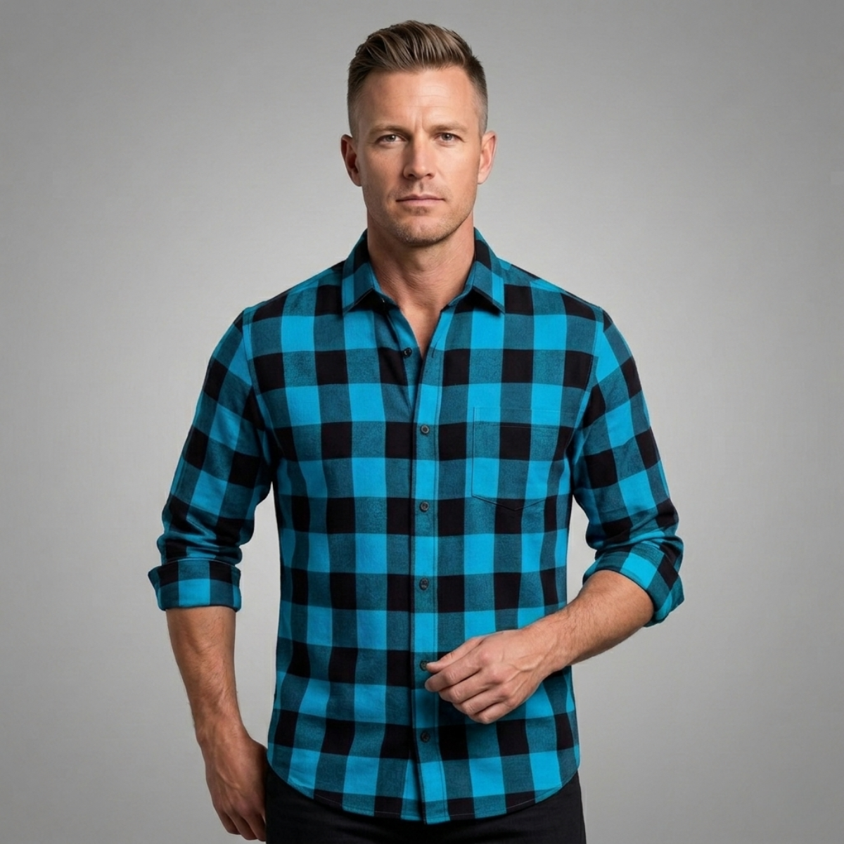 The Desenzano Men’s Trendy Plaid Button Up Shirt