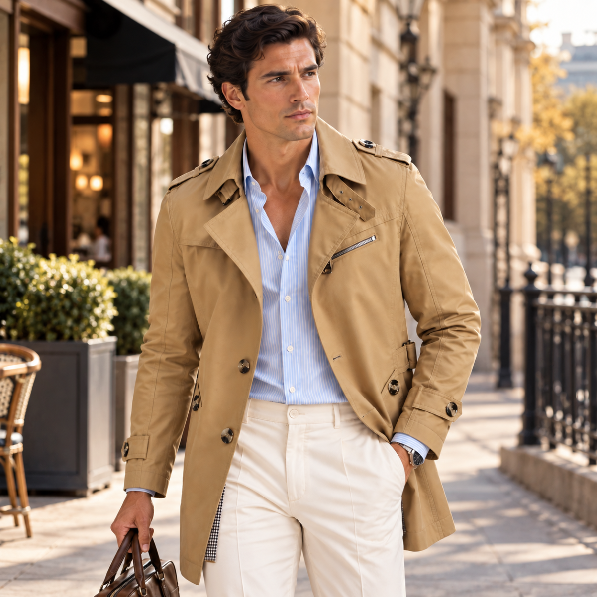 The Royalton Men's Trenchcoat – Classic Double Breasted Waterproof Overcoat