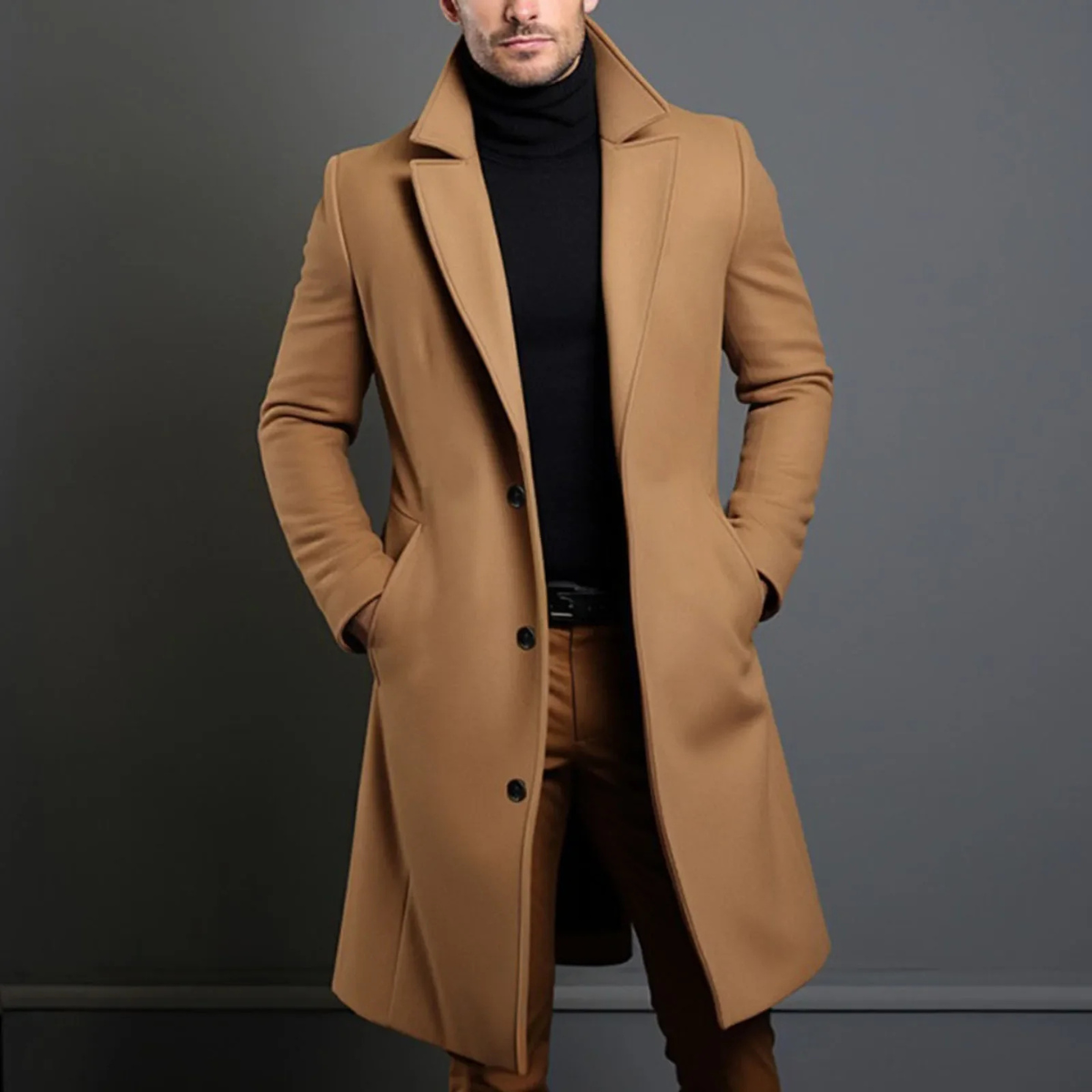 The Wilshire Men's Long Double Breasted Wool Blend Smart Overcoat
