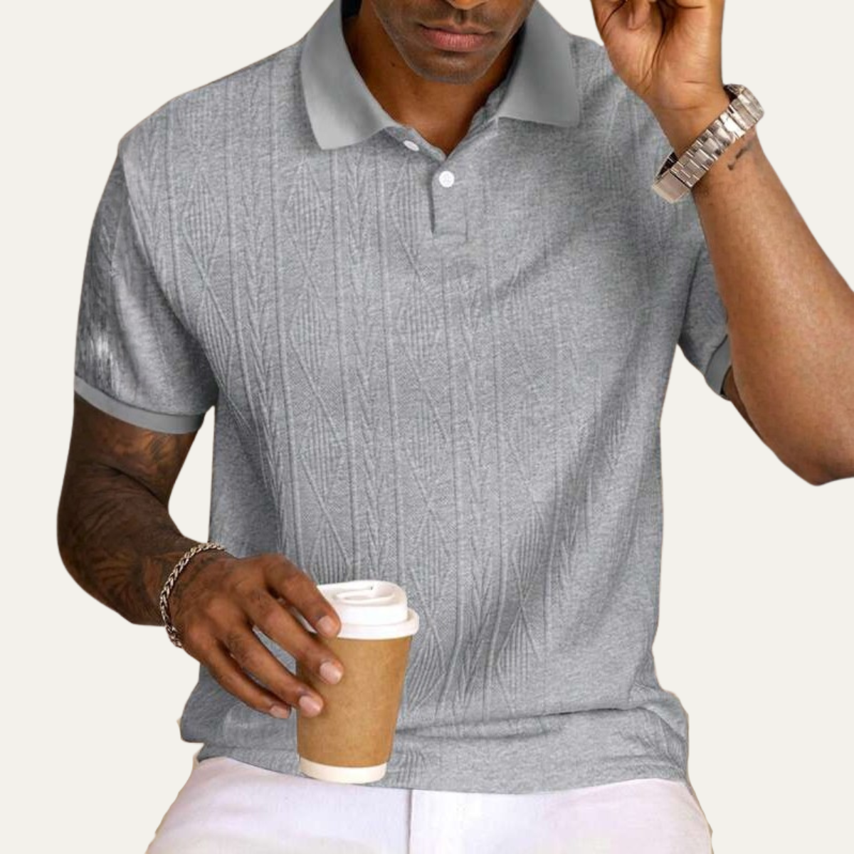 The Willowstone Ridge Men’s Textured Button Up Trendy Polo Shirt