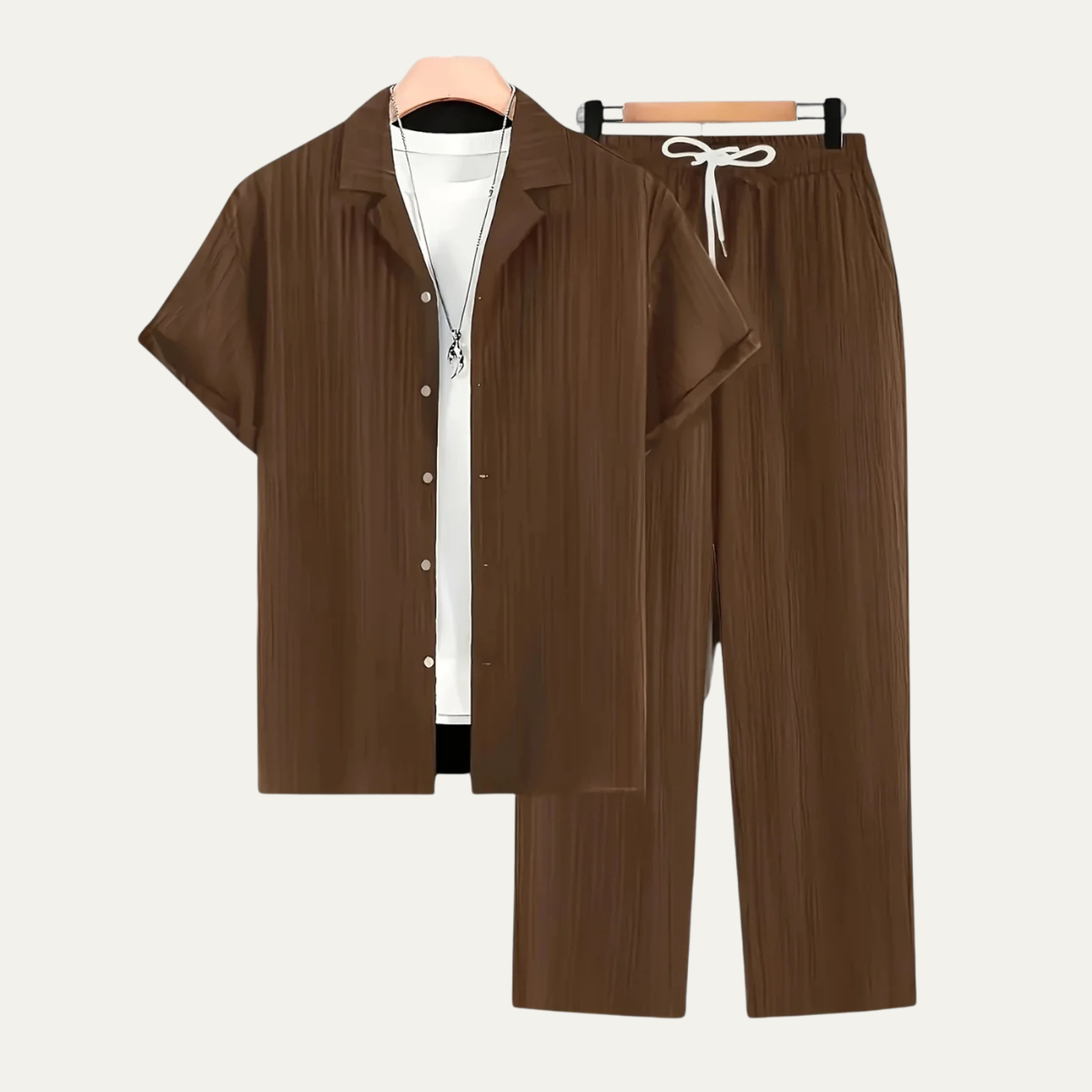 The Dervio Men’s Linen Two Piece Set – Lightweight Button-Up Shirt & Relaxed Pants