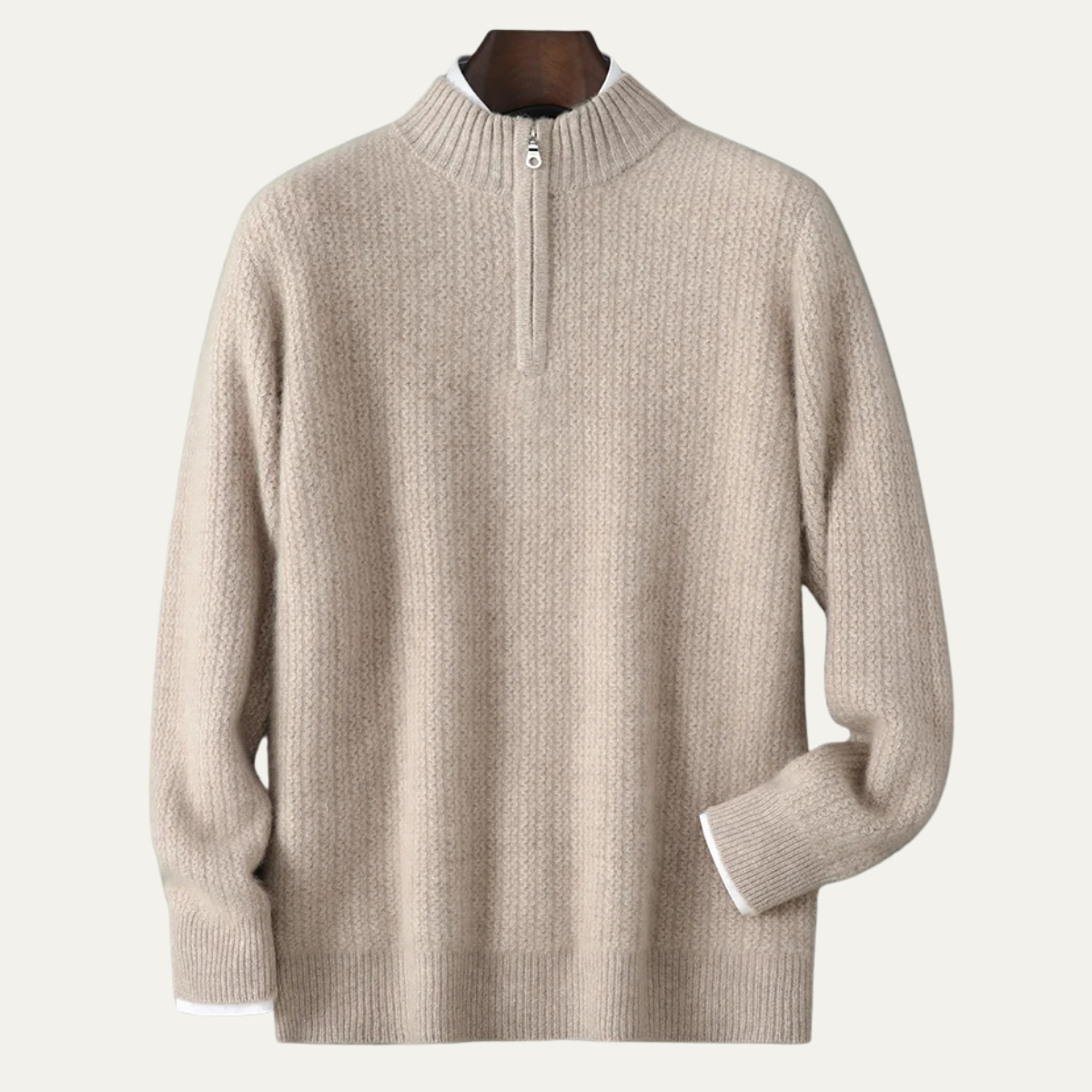 The Valladolid Men’s Winter Cashmere Quarter Zip High Collar Knit Sweater
