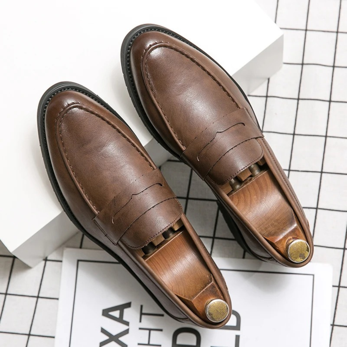 The Crestfield Men’s Soft Faux Leather Slip On Business Loafers