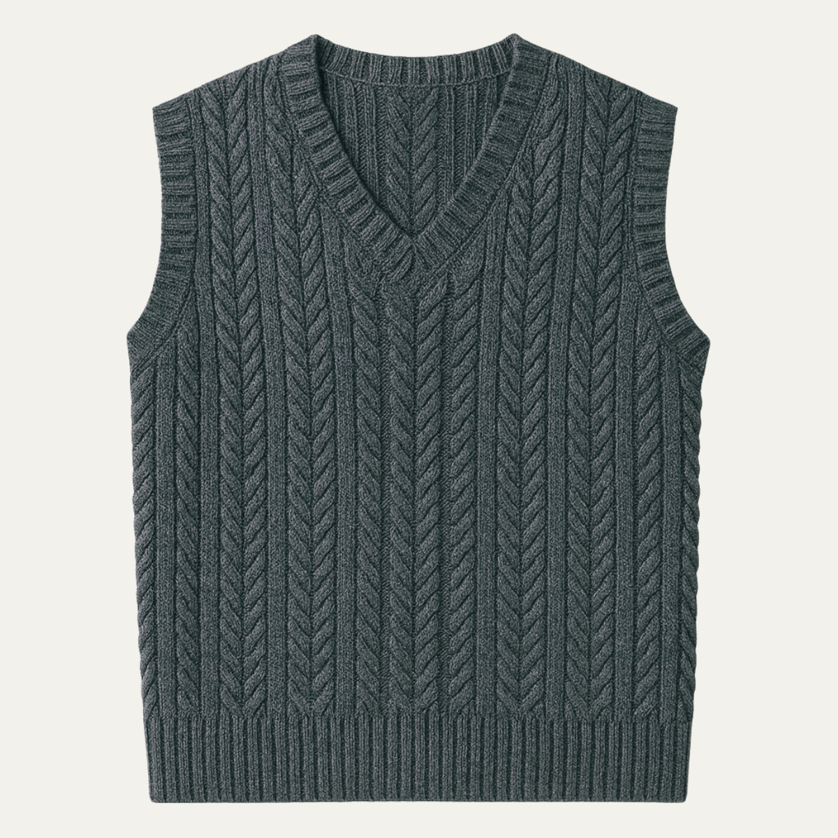 The Livigno Men’s Warm Cable Knitted V Neck Sweater Vest