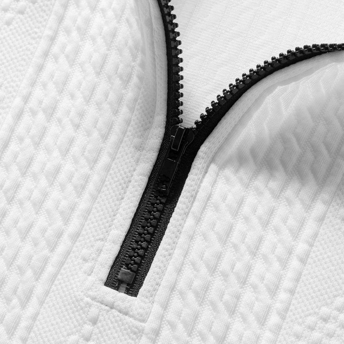 The Leighton Men’s White Quarter Zip Knit Sweater