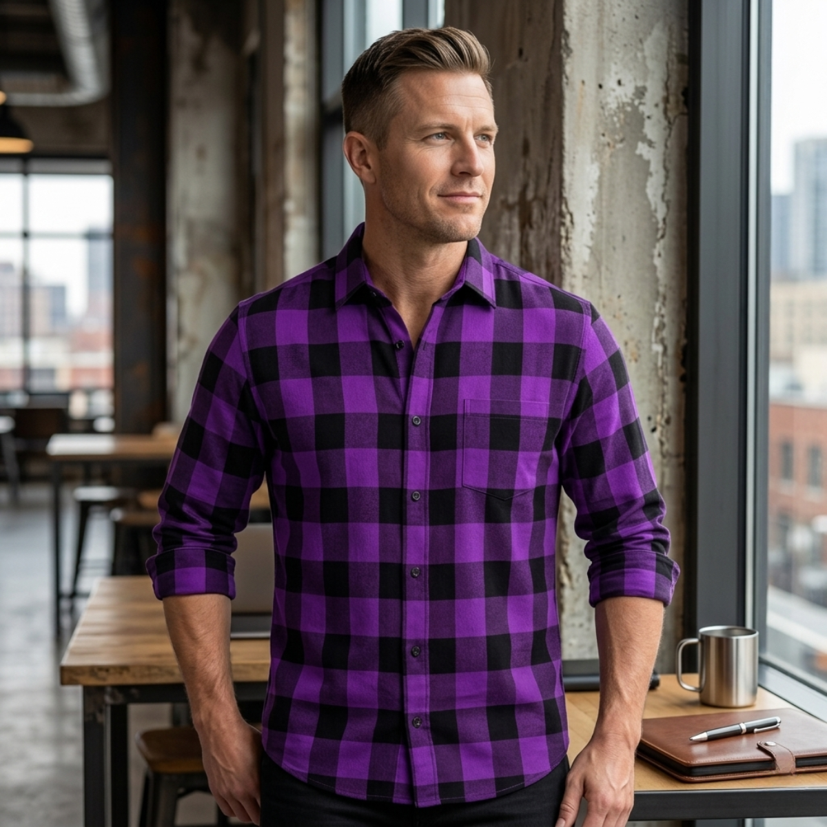 The Desenzano Men’s Trendy Plaid Button Up Shirt