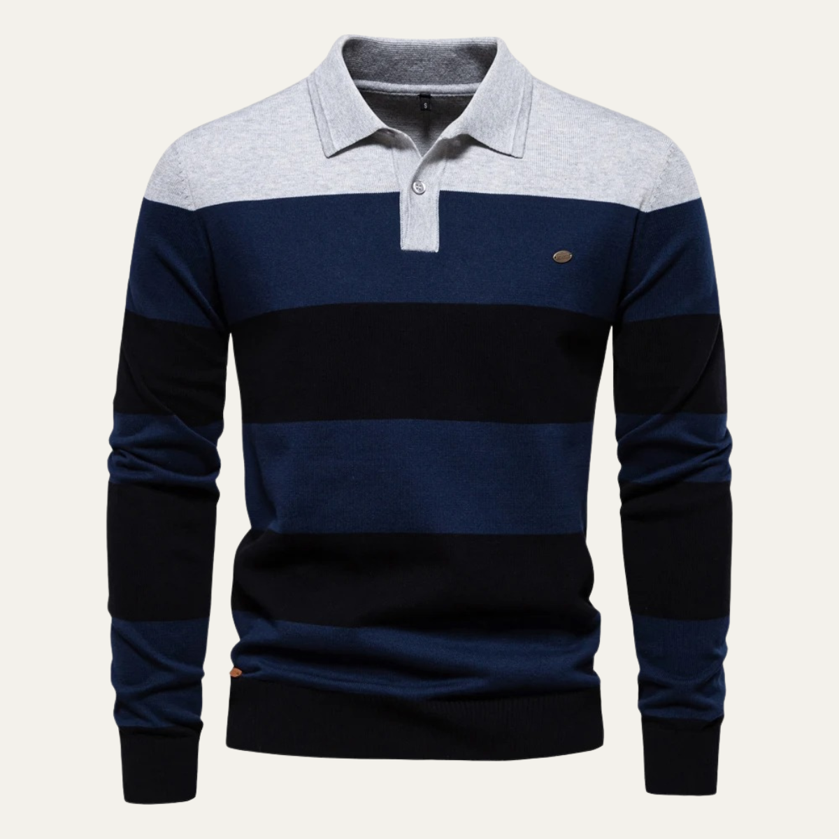 The Latina Men’s Cotton Button Up Striped Knit Polo Sweater