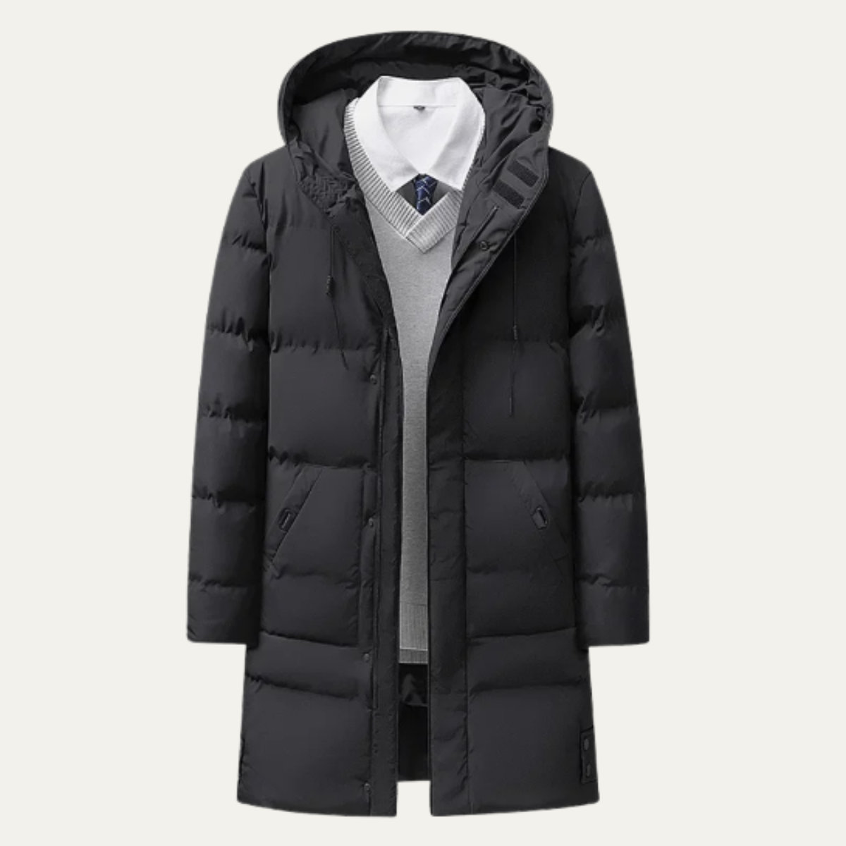 The Otranto Men’s Long Hooded Puffer Jacket with Cotton Padding
