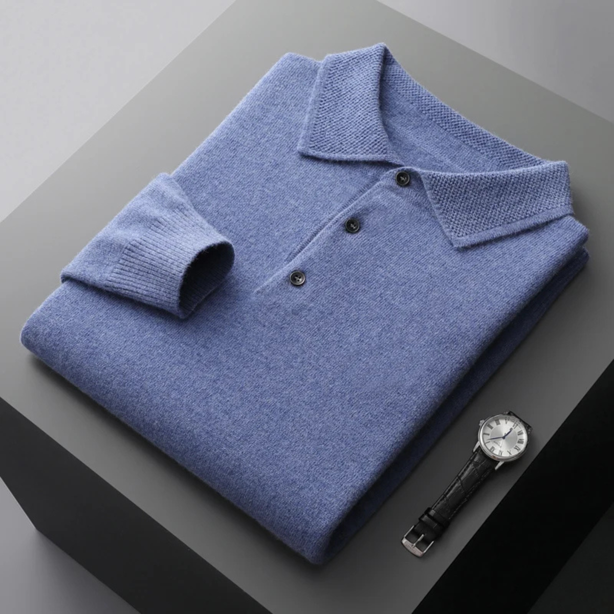 The Naples Men’s Wool Blend Knit Polo Sweater