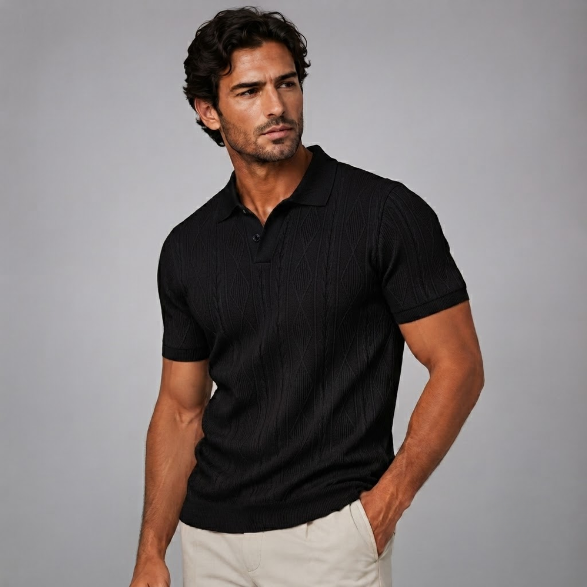 The Ridgebrook Men’s Textured Button Up Casual Polo Shirt