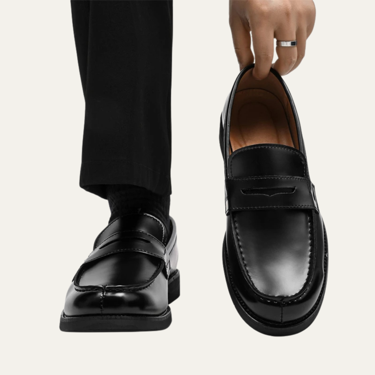 The Watercrest Hill Men’s Handmade Faux Leather Penny Loafers