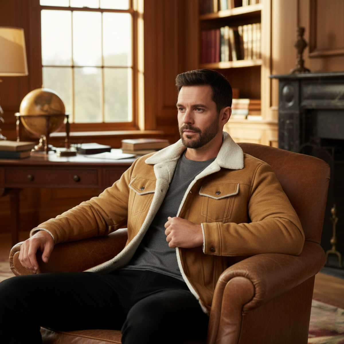 The Wrexham Men’s Shearling Vintage Leather Jacket