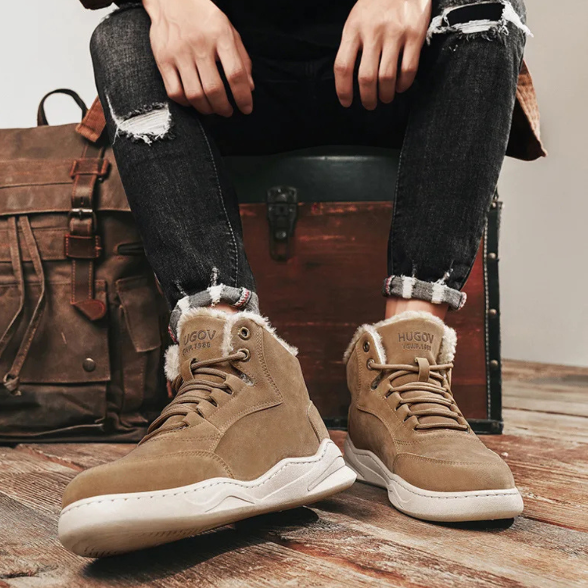 The Cedarforest Men’s Winter Fur Lined High Top Snow Boots