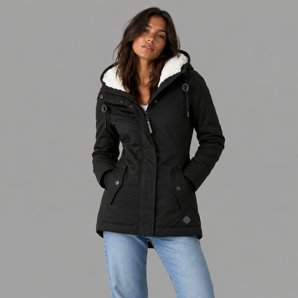 Women's Fur Hooded Winter Parka – Warm Fleece Lined Jacket