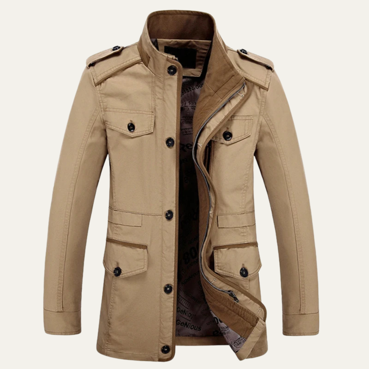 The Millbrook Mens Casual Trench Coat Long Military Jacket