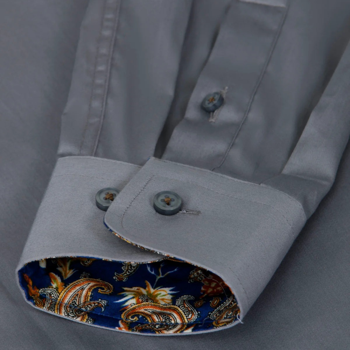 The Mayfair Men’s Tailored Cotton Satin Long Sleeve Dress Shirt - Gray