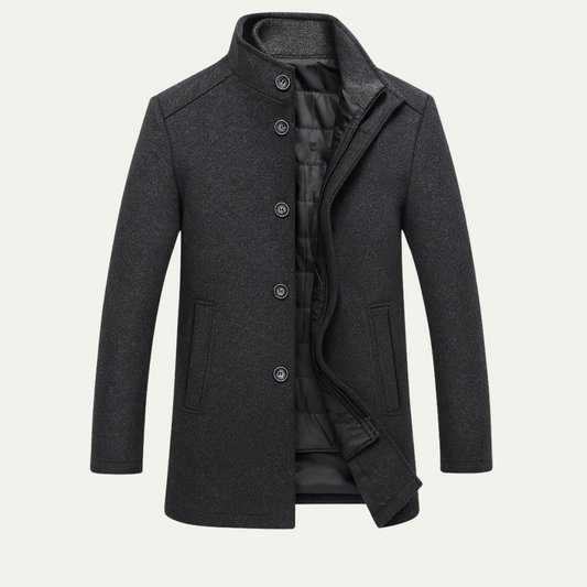 The Aldeburgh Men's Wool Blend Button Up Coat with Warm Lining