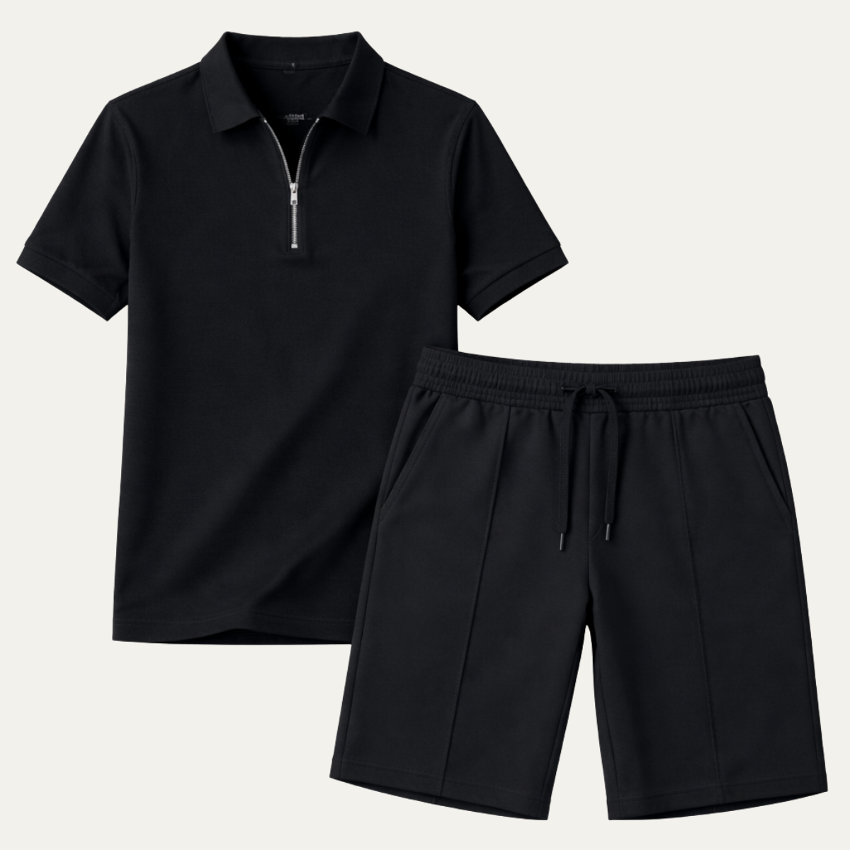The Summerfield Men’s Summer Polo Shirt &amp; Shorts Set – Black