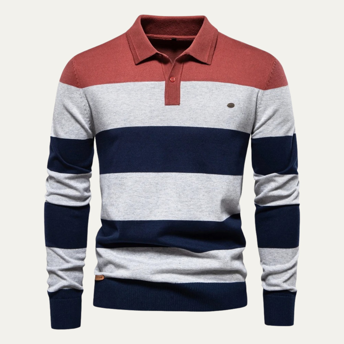 The Latina Men’s Cotton Button Up Striped Knit Polo Sweater