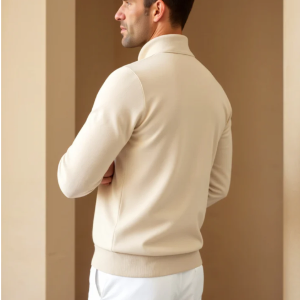 The Whitmore Men’s Modern Quarter Zip Knit Polo Sweater