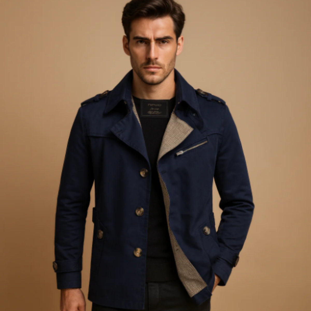 The Merrick Men’s Double Breasted Smart Casual Trench Coat